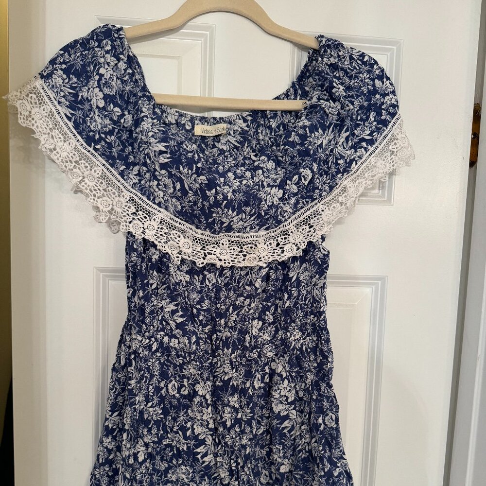 Blue & White Lace Romper XS/S